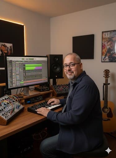 Claudio Reyes in the studio working on SmartBridge
