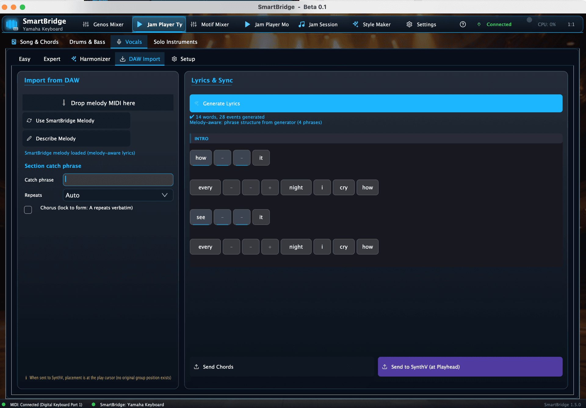 SmartBridge Vocals and orchestration
