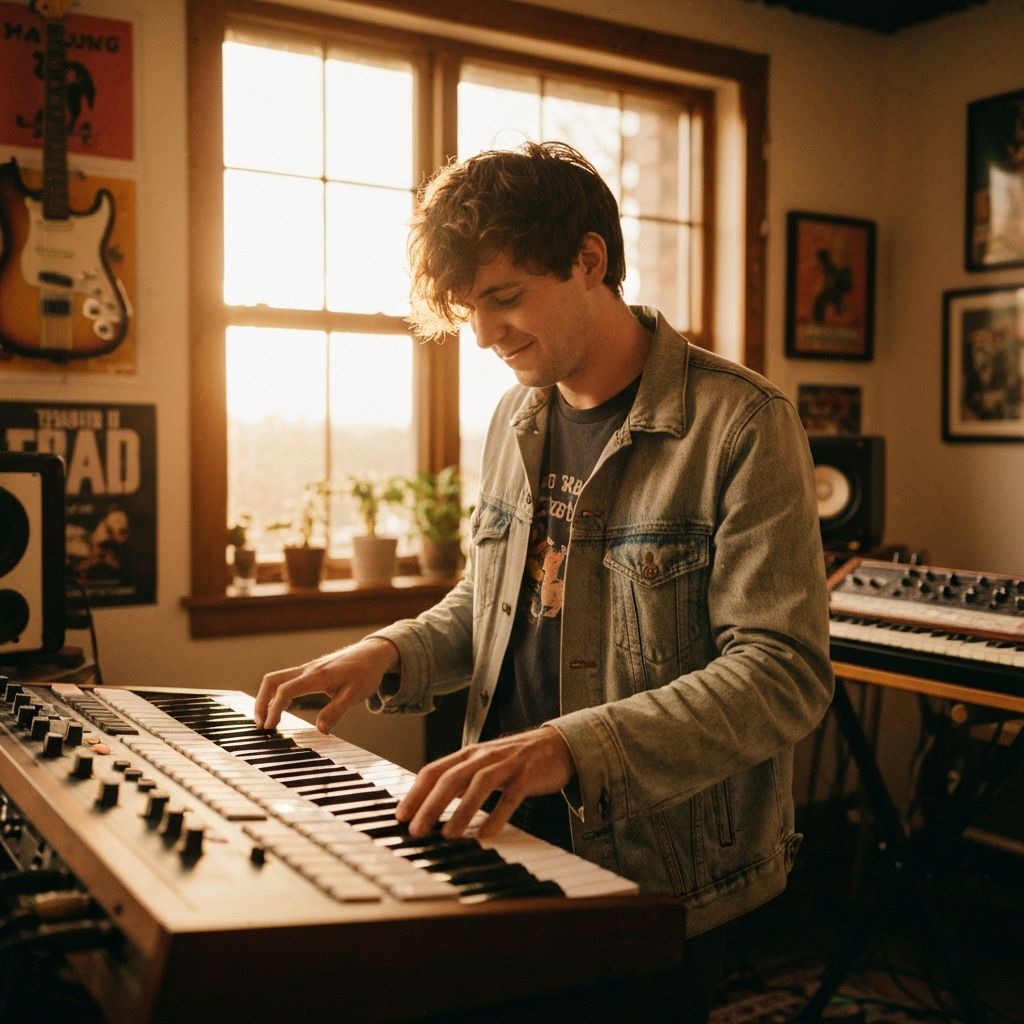 Musician improvising with keyboard