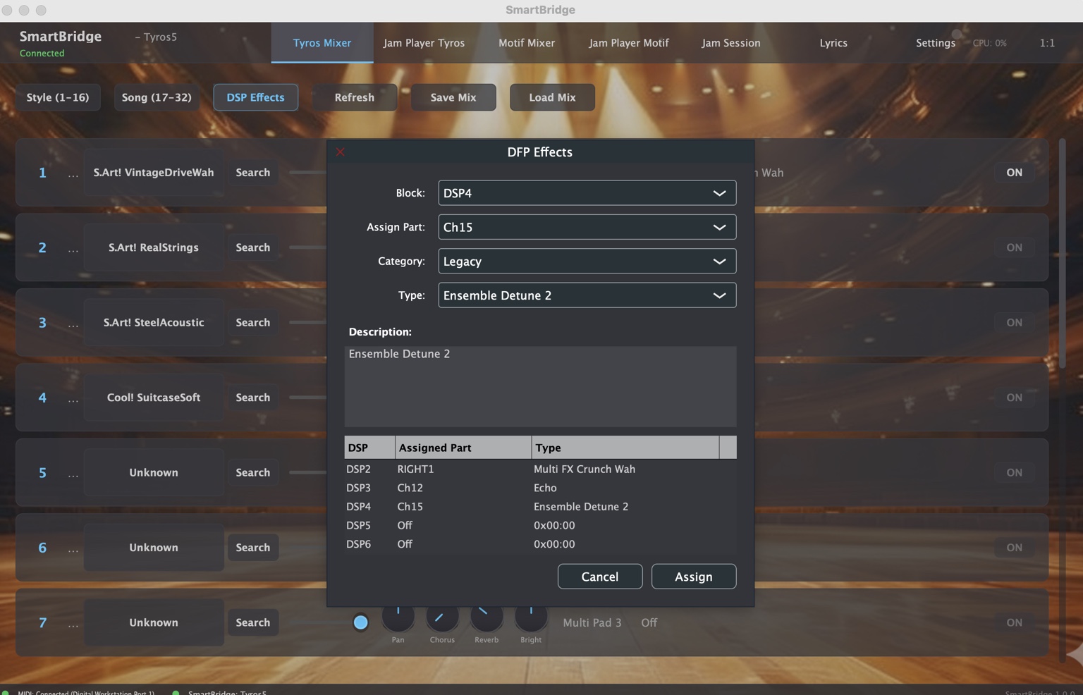 Tyros DSP and Sound Control